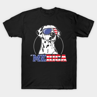 Dalmatian American Flag Merica patriotic dog T-Shirt